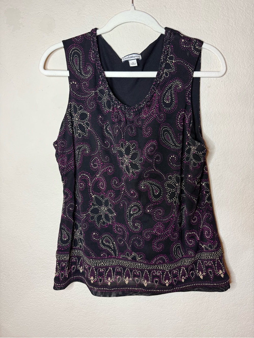 Black Sleeveless Paisley Dot Tank